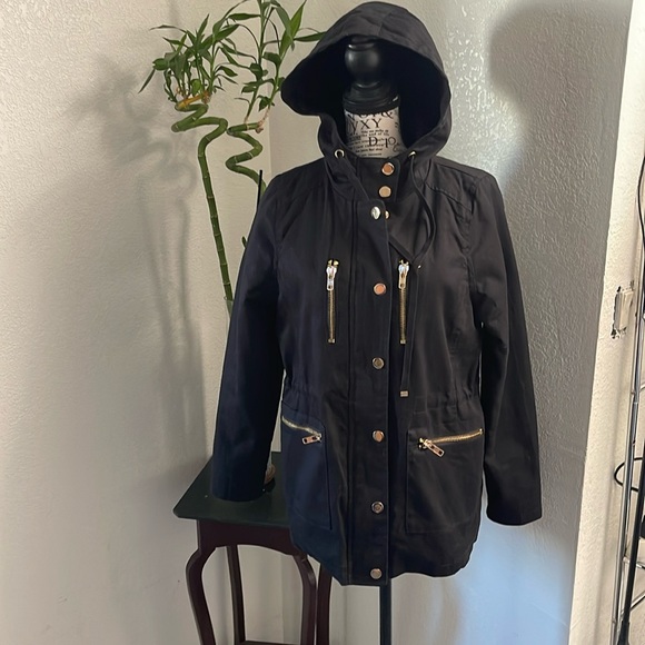 The Zenana Brand utility jacket w/hood size L color Black - Picture 1 of 13